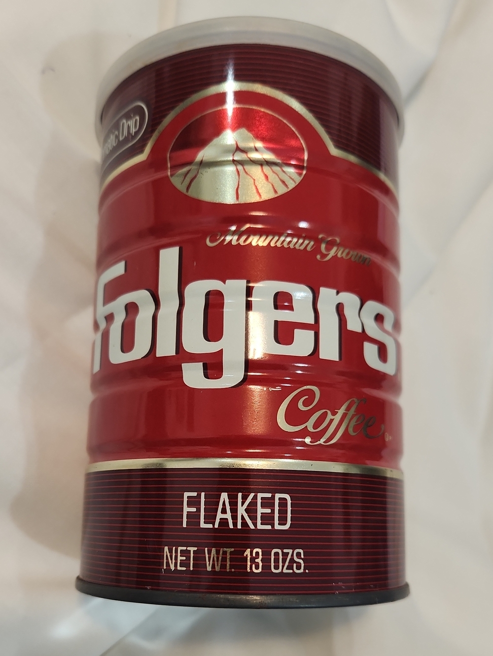 Folgers Coffee Tin  NEW SEALED UNOPENED- Red Metallic Can Of Coffee